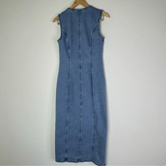 Abercrombie & Fitch Mara Denim Dress V-Neck Tall - Picture 9 of 11